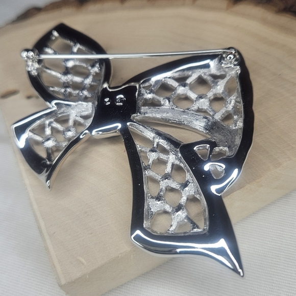 Swarovski Signed Pave Crystal Bow Brooch NIB 2.75" Retail $150 - Picture 8 of 11